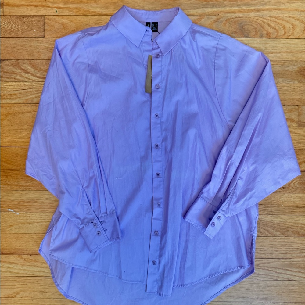 Vero Moda Purple Button Down Shirt with Bat Sleeves